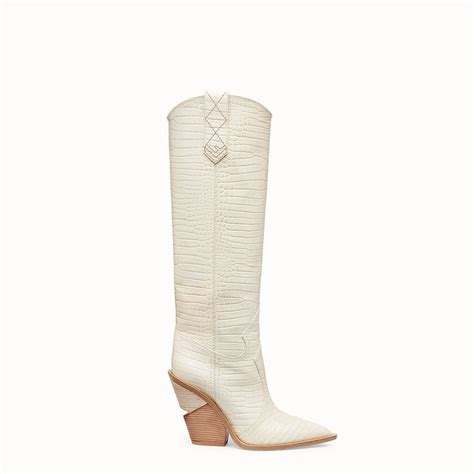 fendi white croc boots